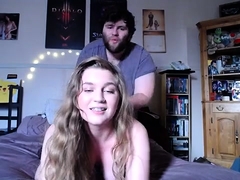 Big breasted amateur teen enjoys doggystyle sex on webcam