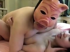 Stacked Japanese wife has a masked guy hammering her pussy