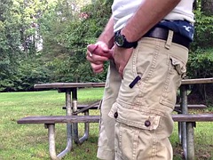Public Park Jerking Off and Cumming at Picnic Site